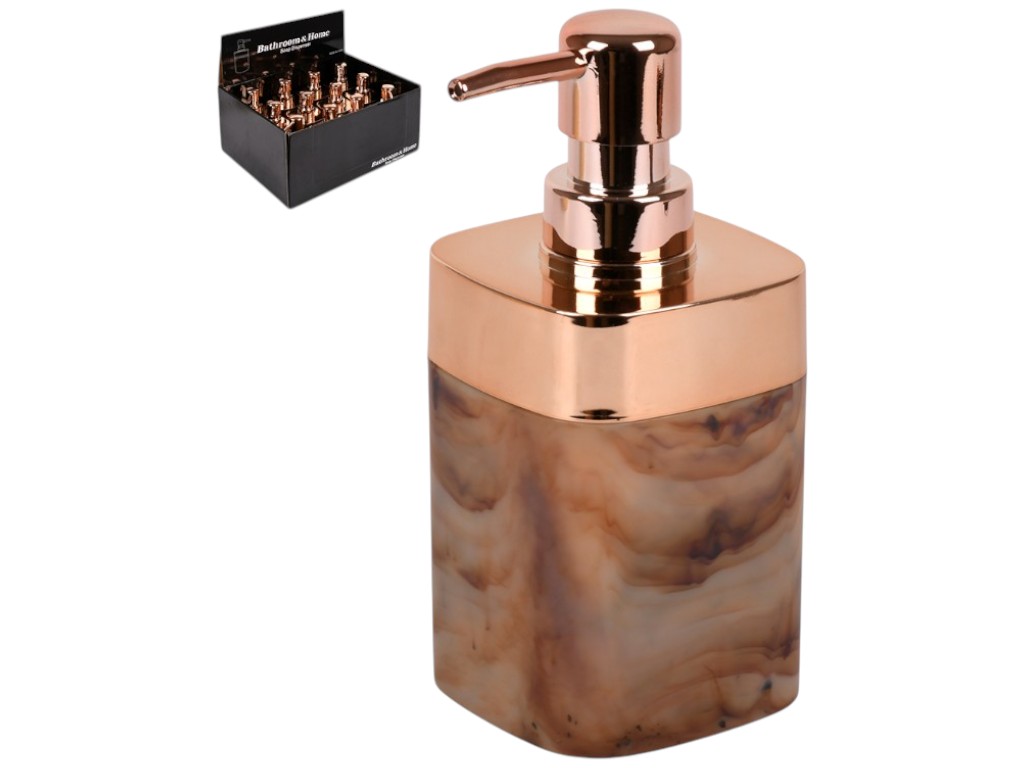 Дозатор для рідкого мила, пластик, 380мл, колір коричневий