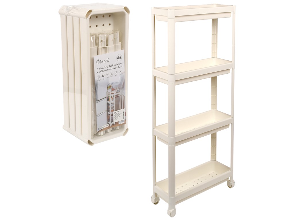 Этажерка на колёсах Cheer, 4 яруса, полипропилен, 44×17×100см, цвет бежевый