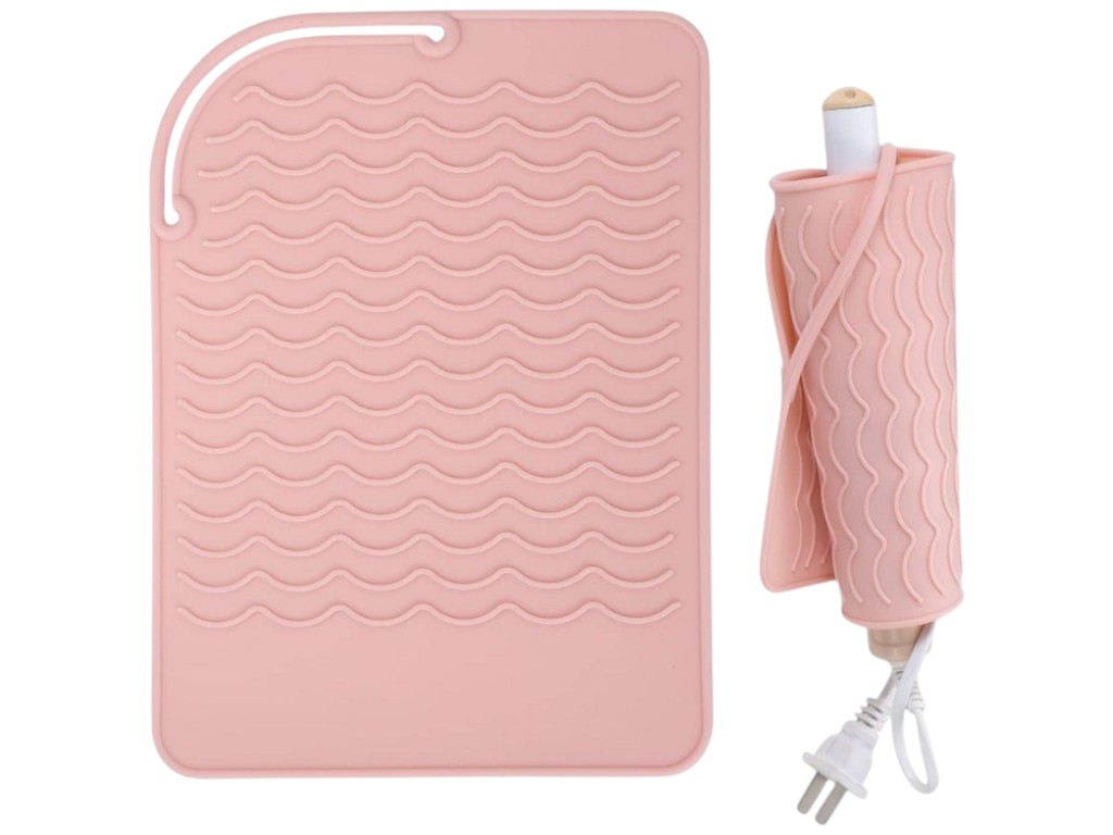 Коврик для парикмахера, под горячий инструмент, термопластичная резина (TPR), 22×16см, цвет розовый