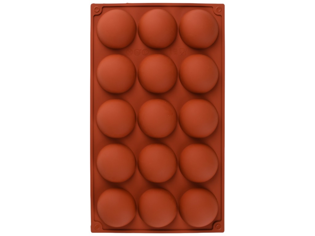 Форма для муссов и желе Полусфера, 15 ячеек, силикон, 29,5×17,5см, цвет коричневый