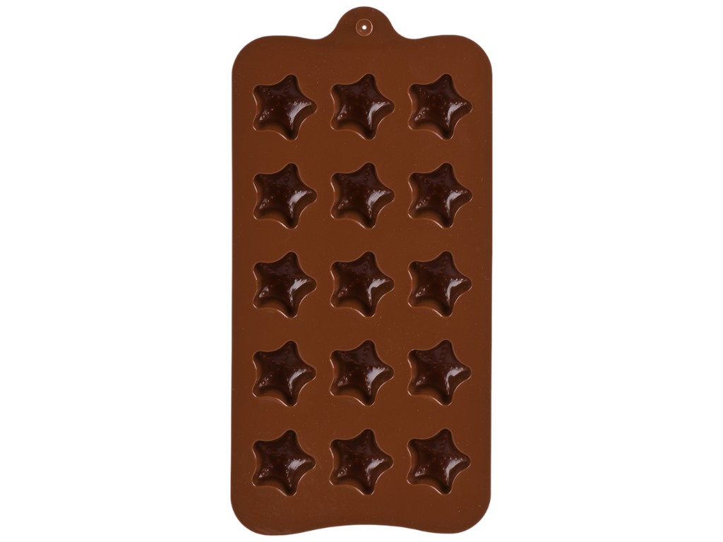 Форма для конфет Stars, 15 ячеек, силикон, 20,5×10,3см, цвет коричневый