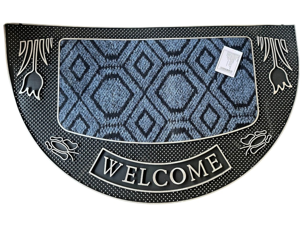 Коврик придверный Wellcome, полиэстер, ПВХ, 45×75см, цвет серый