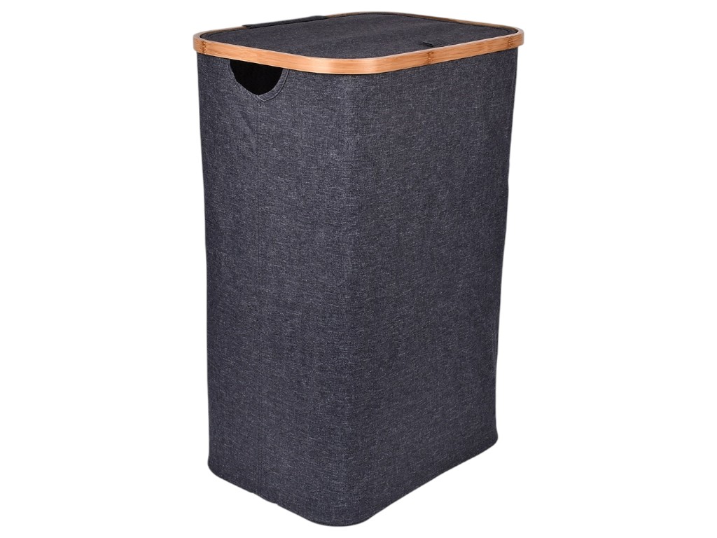 Корзина для белья, бамбук, текстиль, 40×33×45см, цвет серый