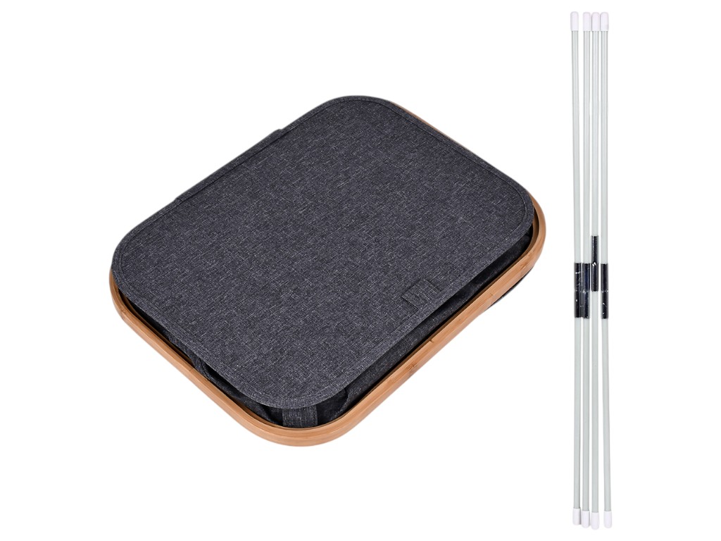 Корзина для белья, бамбук, текстиль, 40×33×45см, цвет серый