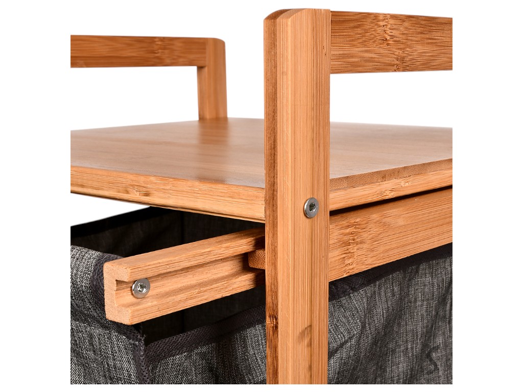 Етажерка для підлоги, бамбукова, з 3 ящиками з текстилю, 34×32×91см, колір коричневий