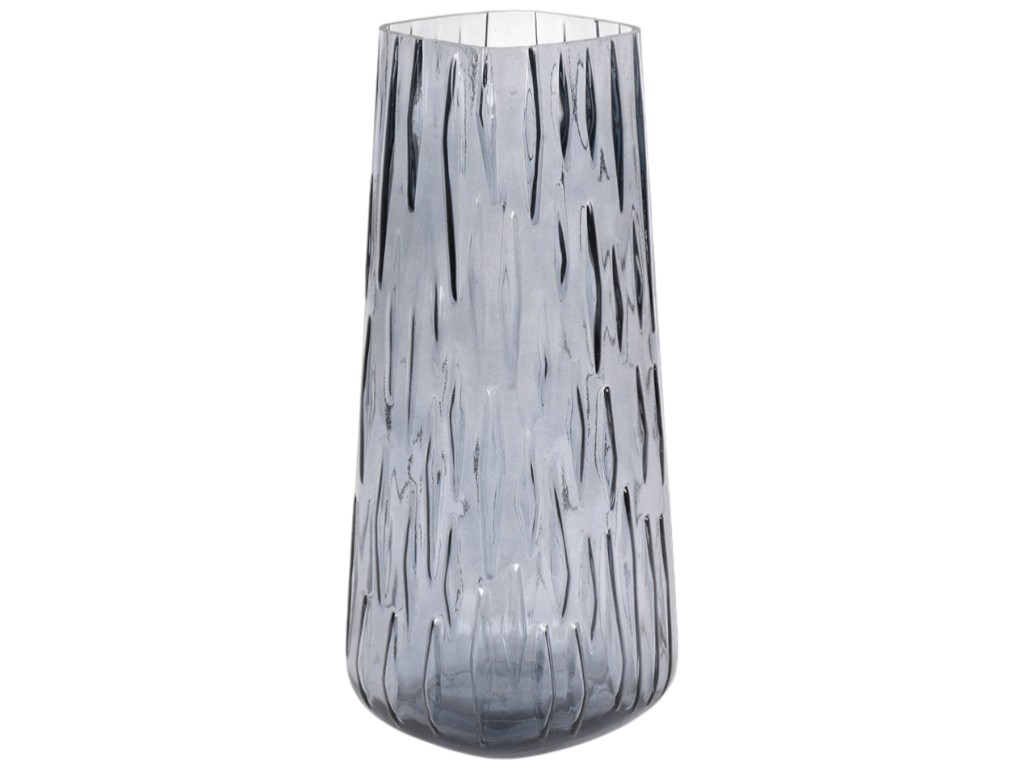 Ваза скляна, 12×27см, колір сірий