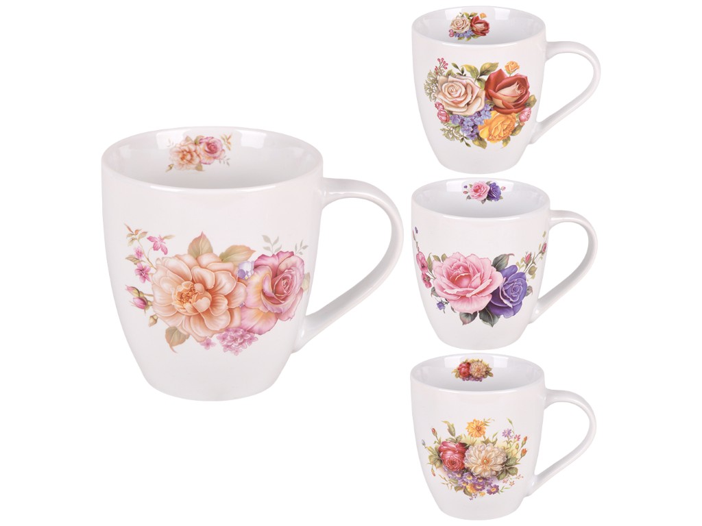 Чашка Roses, кераміка, 400мл, 4 дизайни (ціна за 1шт)