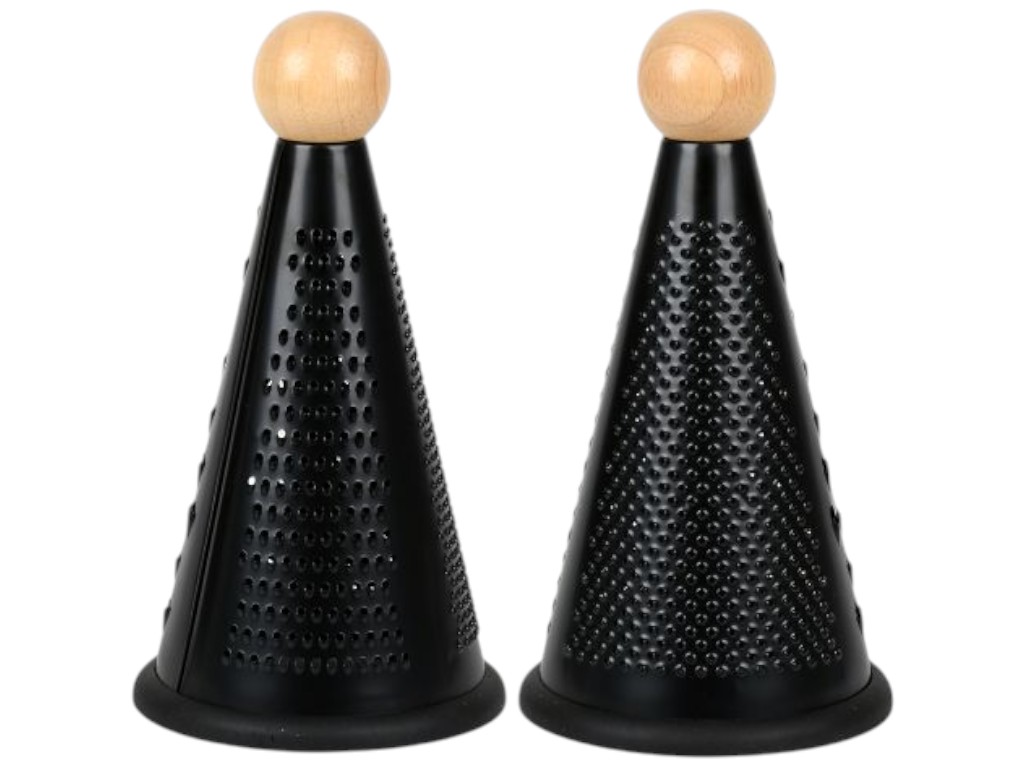 Тёрка коническая с ручкой Black, силикон, дерево, металл, 23×12см, цвет черный