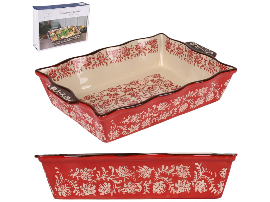 Форма для запекания Ornament, керамика, 39,5×25,5×7,5см, цвет красный