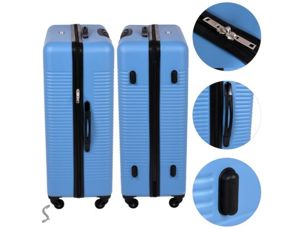 Чемодан + 2 сумки, поликарбонат, 20/24/28, цвет синий (цена за набор 5шт)
