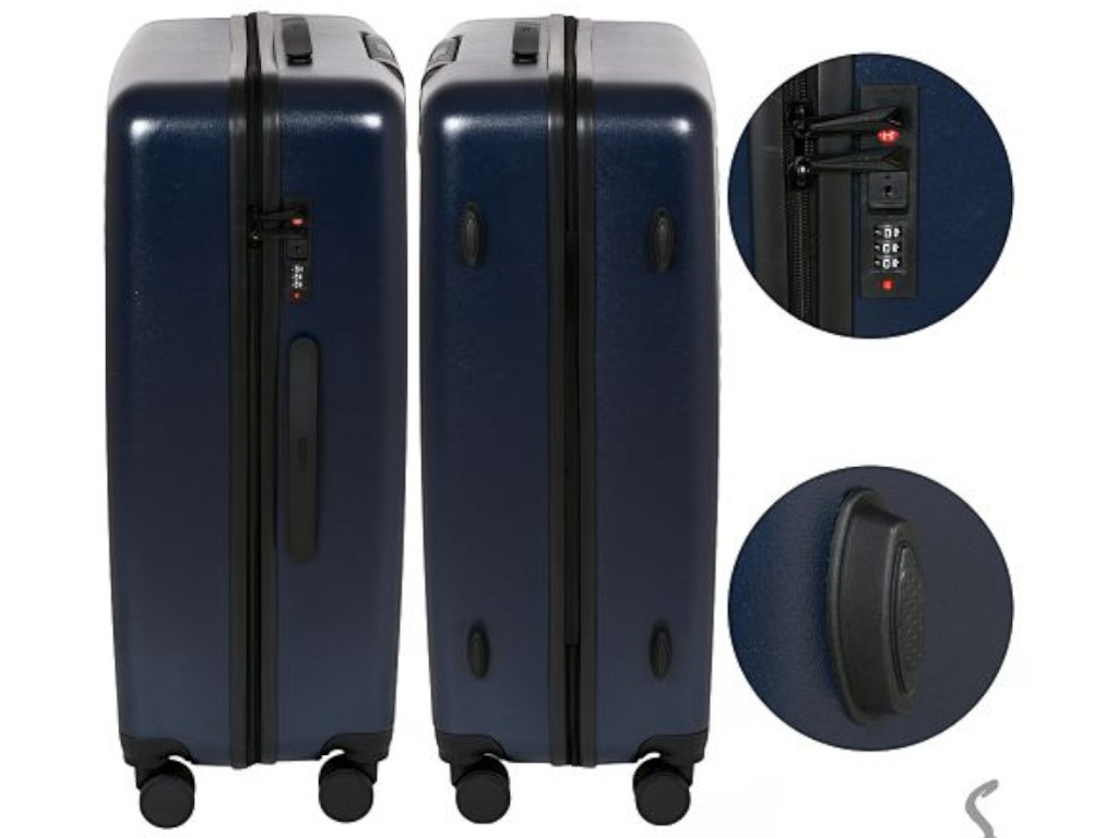 Чемодан с кодовым замком, пластик, металл, 20/24/28 дюймов, цвет черный (цена за набор 3шт)