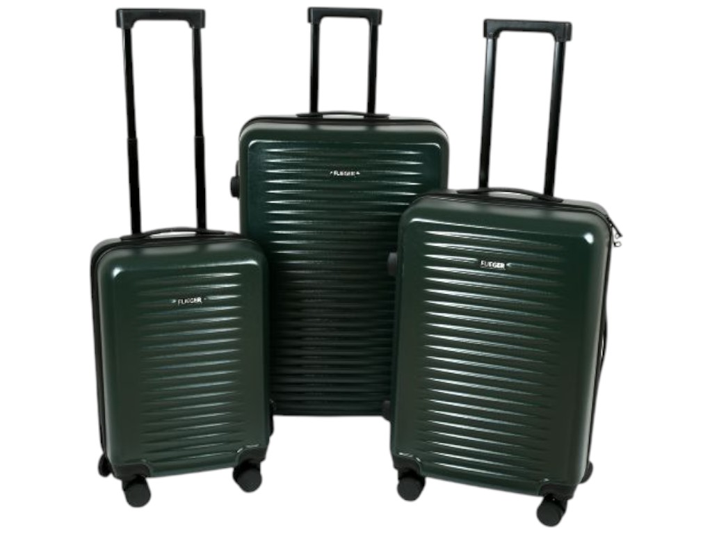 Чемодан с кодовым замком, пластик, металл, 20/24/28 дюймов, цвет зелёный (цена за набор 3шт)