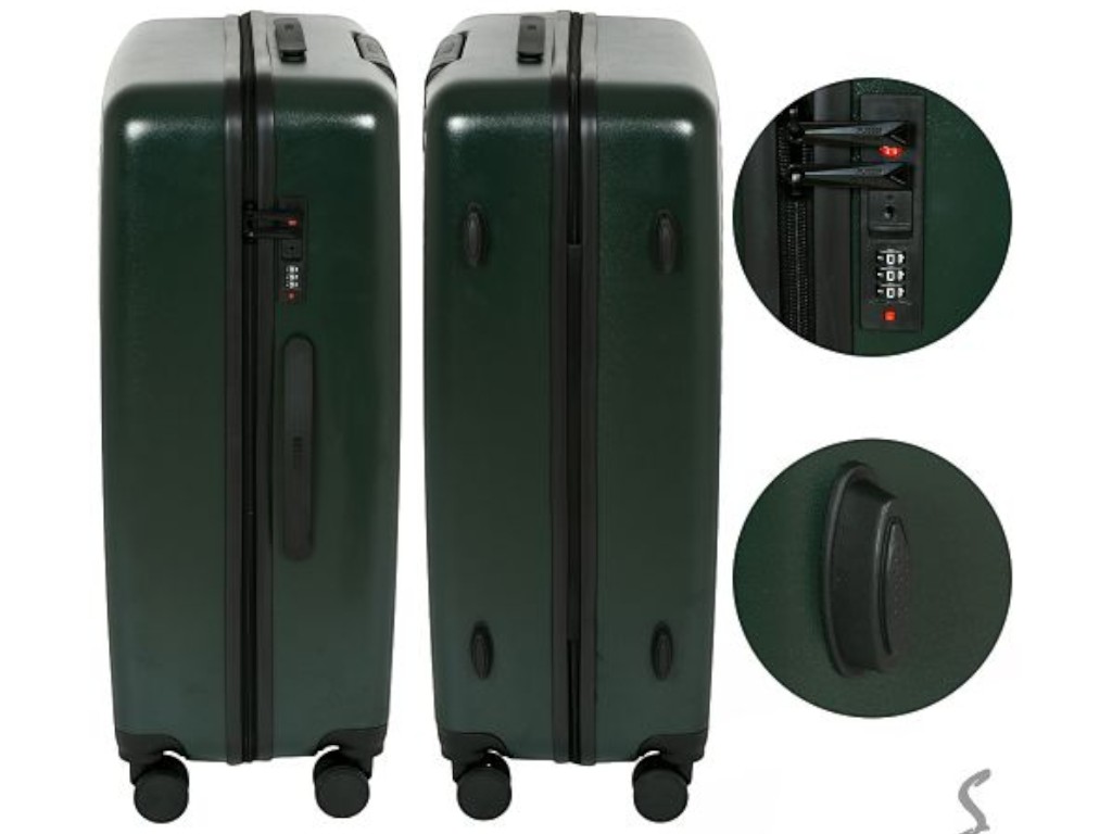 Чемодан с кодовым замком, пластик, металл, 20/24/28 дюймов, цвет зелёный (цена за набор 3шт)
