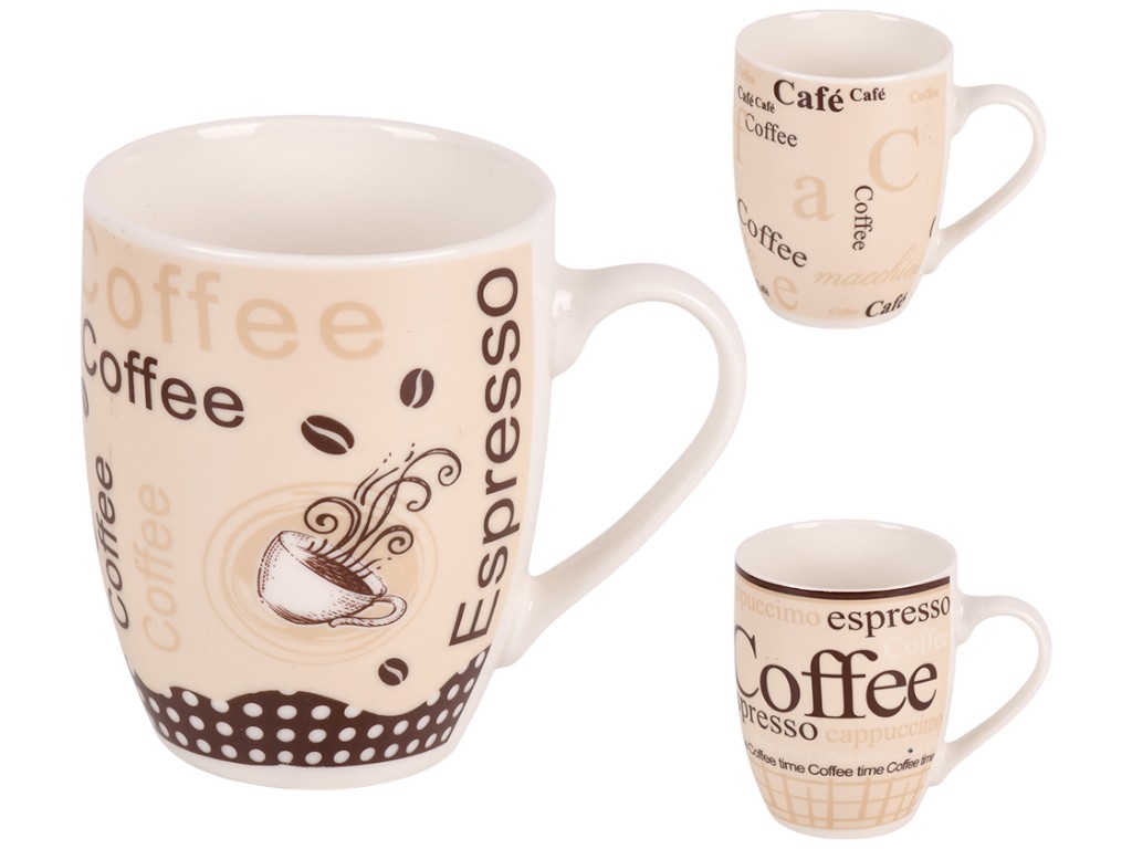 Чашка Coffee, керамика, 350мл, 3 дизайна (цена за 1шт)