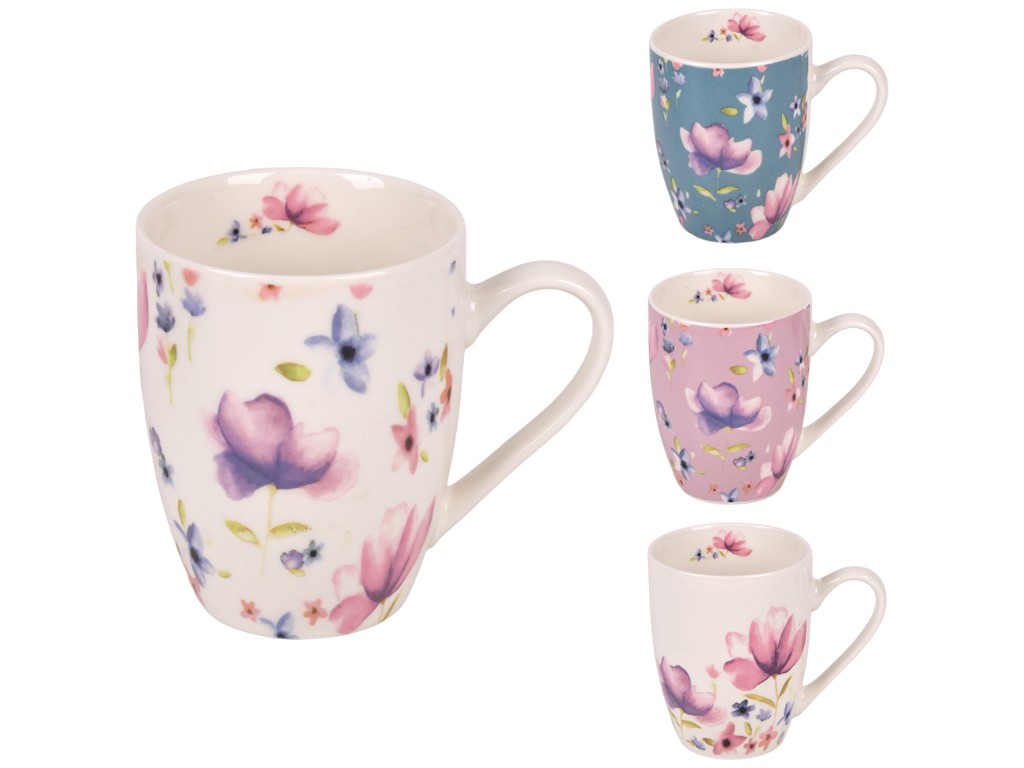 Чашка Flowers, кераміка, 360мл, 4 дизайни (ціна за 1шт)
