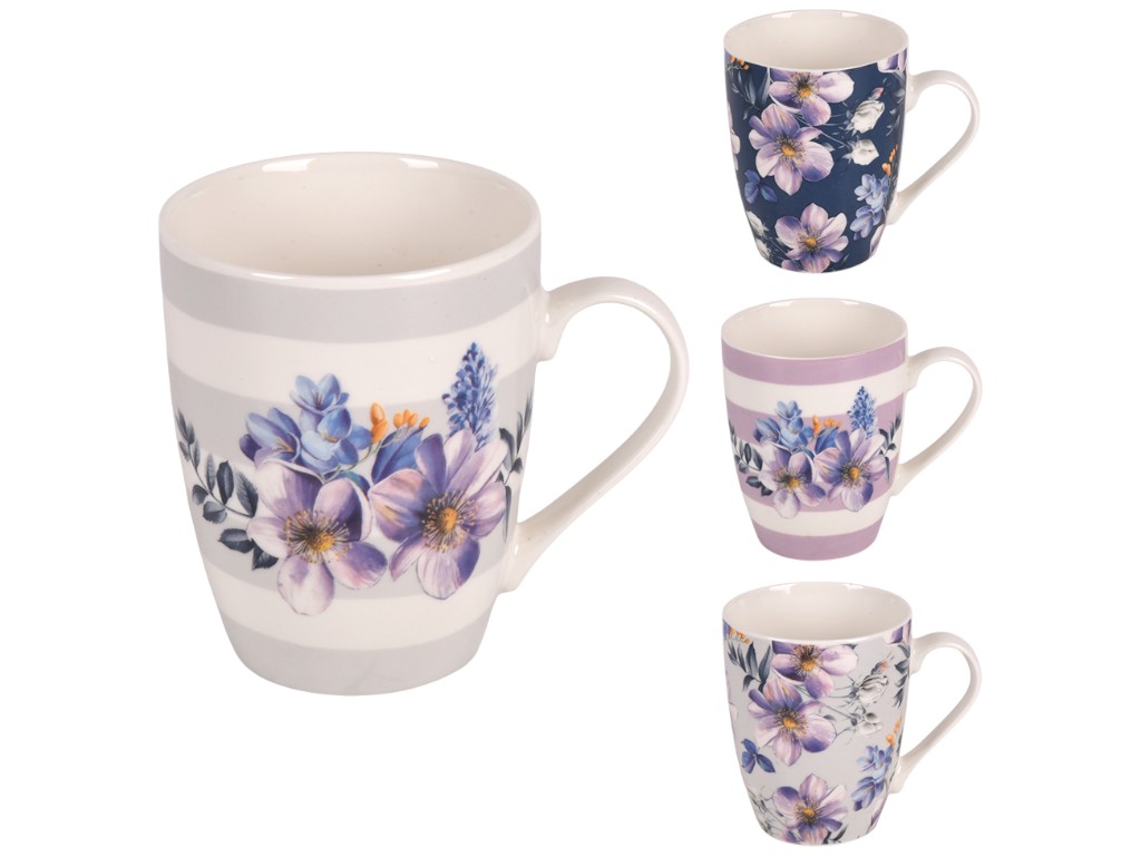 Чашка Floral, кераміка, 360мл, 4 дизайни (ціна за 1шт)