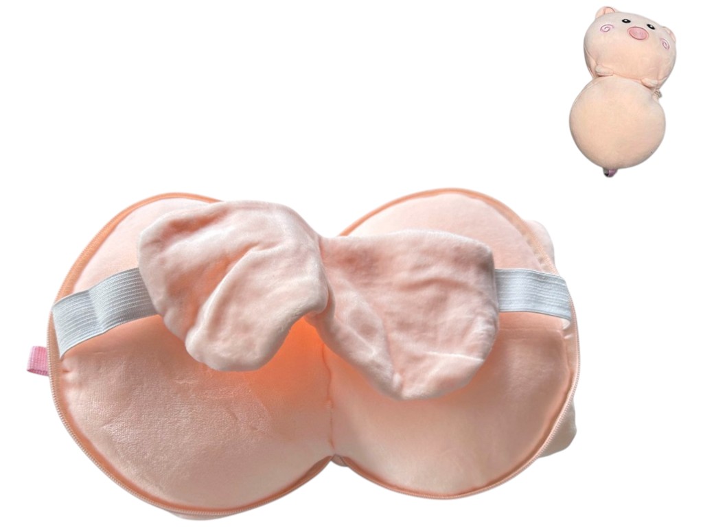 Подушка дорожная Piglet, под шею, полиэстер, 25×7см, цвет персиковый