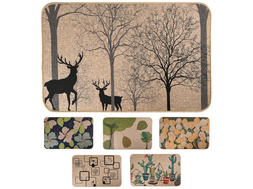 Коврик для ванной Nature, полиэстер на резиновой основе, 38×58см, 6 дизайнов (цена за 1шт)