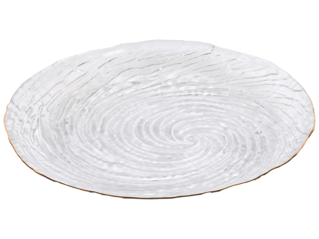 Блюдо Whirlpool, стекло, 27см, цвет прозрачный с золотистой каймой