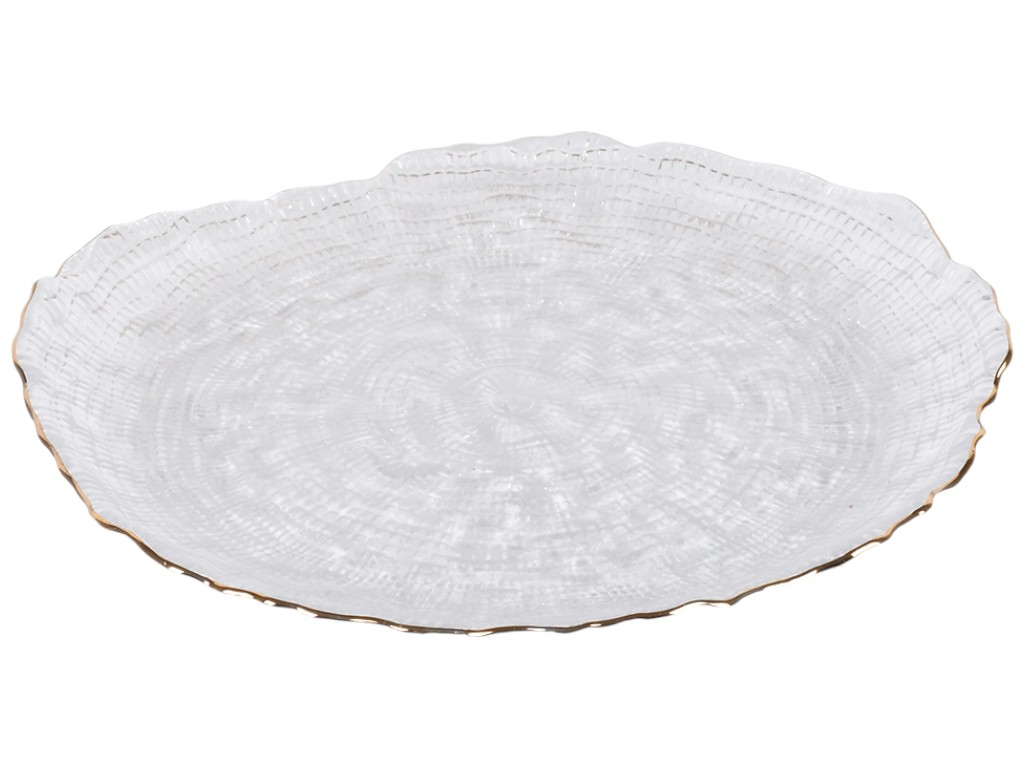 Блюдо Diamante, стекло, 27см, цвет прозрачный с золотистой каймой