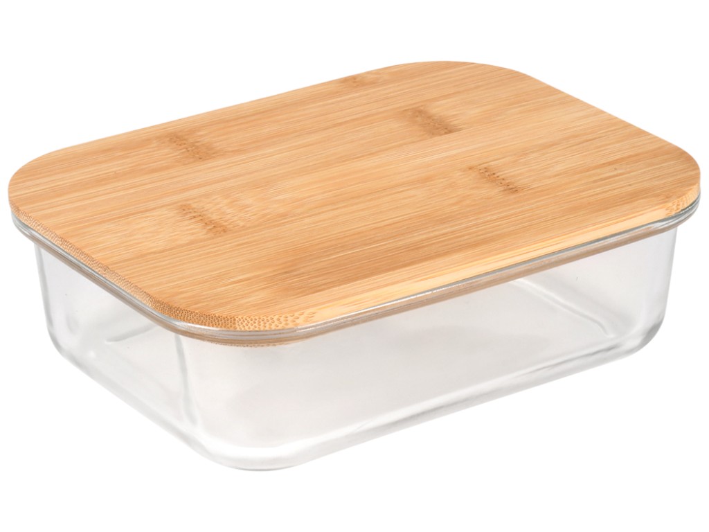 Контейнер с бамбуковой крышкой Rectangle, стекло, 1,4л