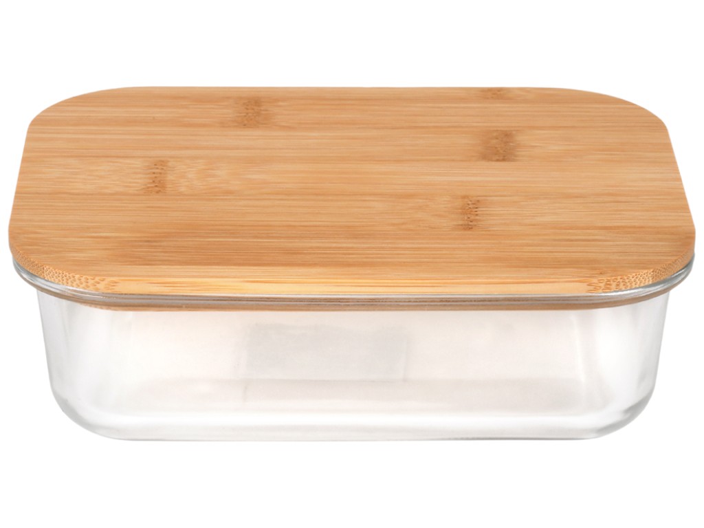 Контейнер с бамбуковой крышкой Rectangle, стекло, 1,4л