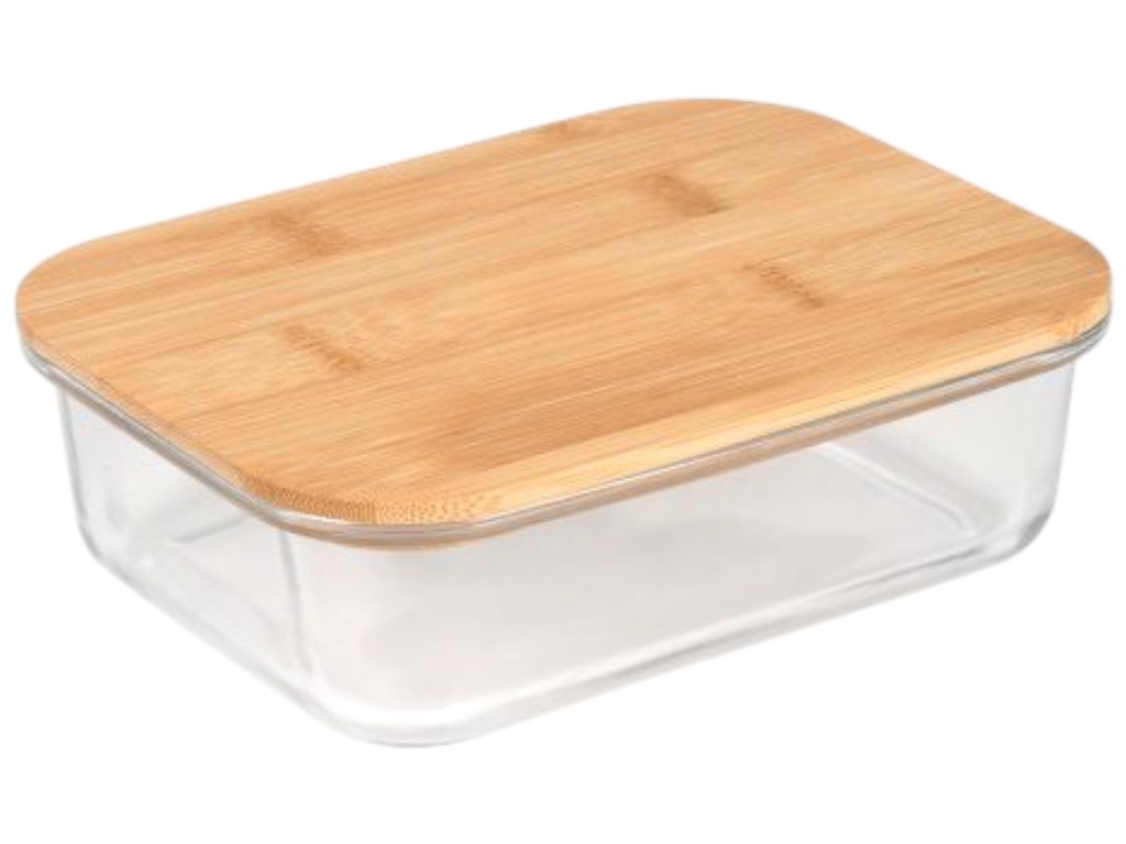 Контейнер с бамбуковой крышкой Rectangle, стекло, 600мл