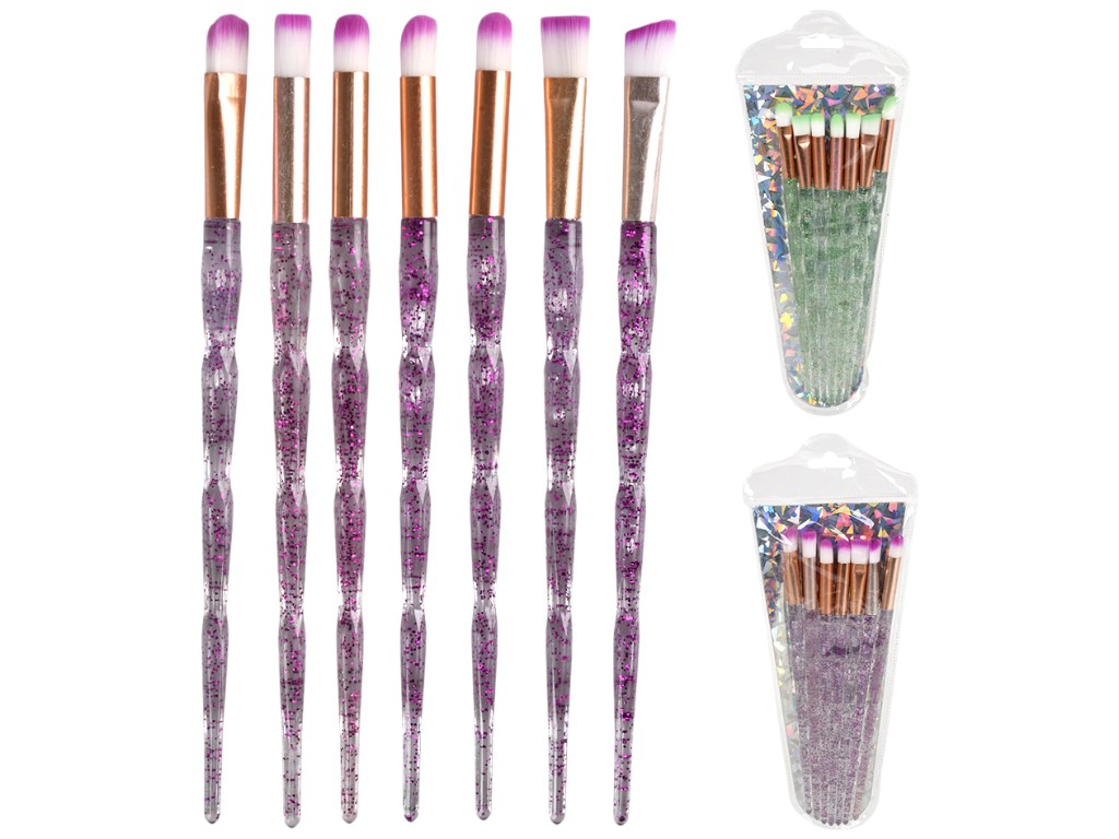 Набор кистей для макияжа, алюминий, пластик, 20см, 2  дизайна (цена за 7 предметов)