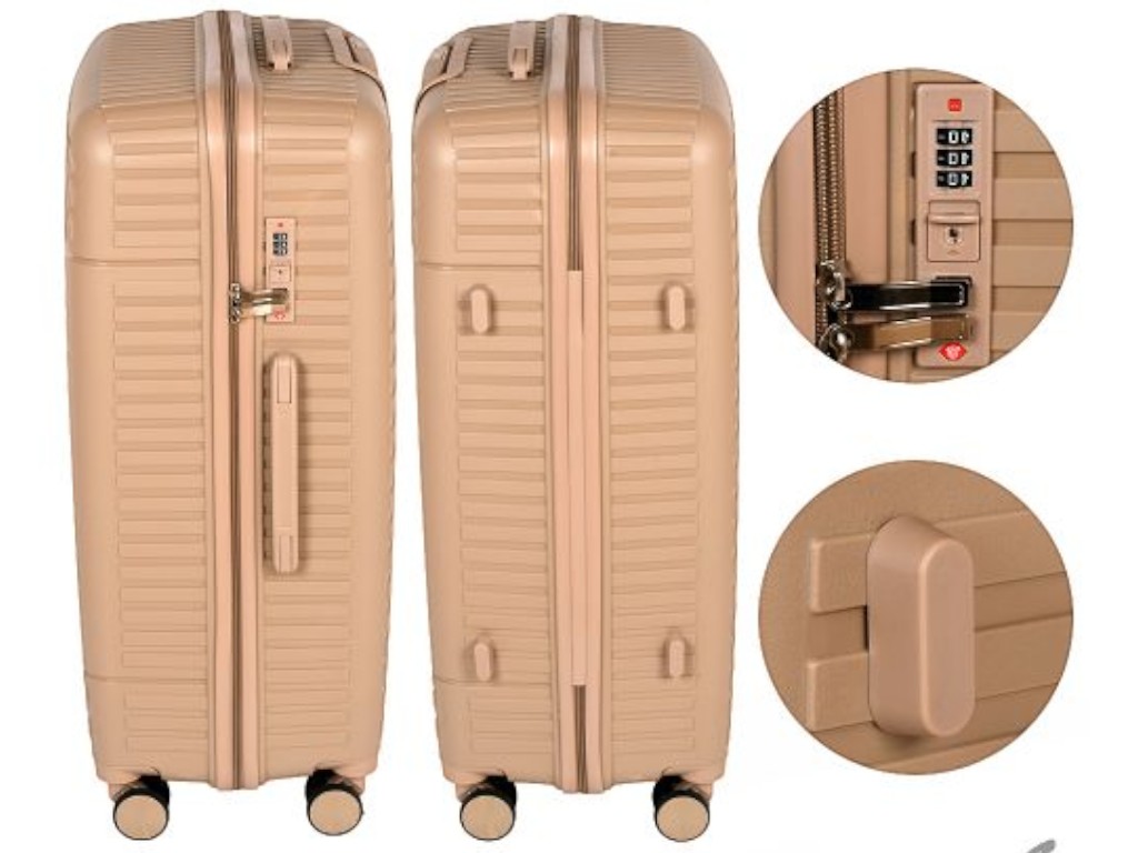 Чемодан с кодовым замком, полипропилен, металл, 20/24/28 дюймов, цвет бежевый (цена за набор 3шт)