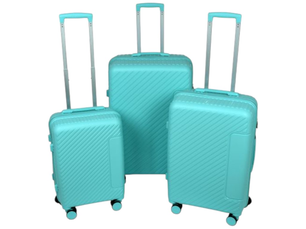 Чемодан с кодовым замком, полипропилен, металл, 20/24/28 дюймов, цвет голубой (цена за набор 3шт)