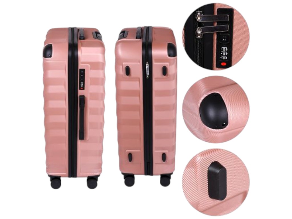 Чемодан с кодовым замком, пластик, металл, 20/24/28 дюймов, цвет розовое золото (цена за набор 3шт)