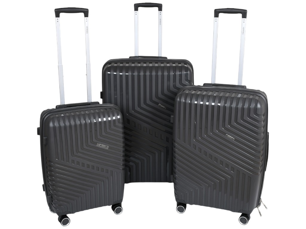 Чемодан с кодовым замком, полипропилен (PP), металл, 20/24/28 дюймов, цвет серый (цена за набор 3шт)