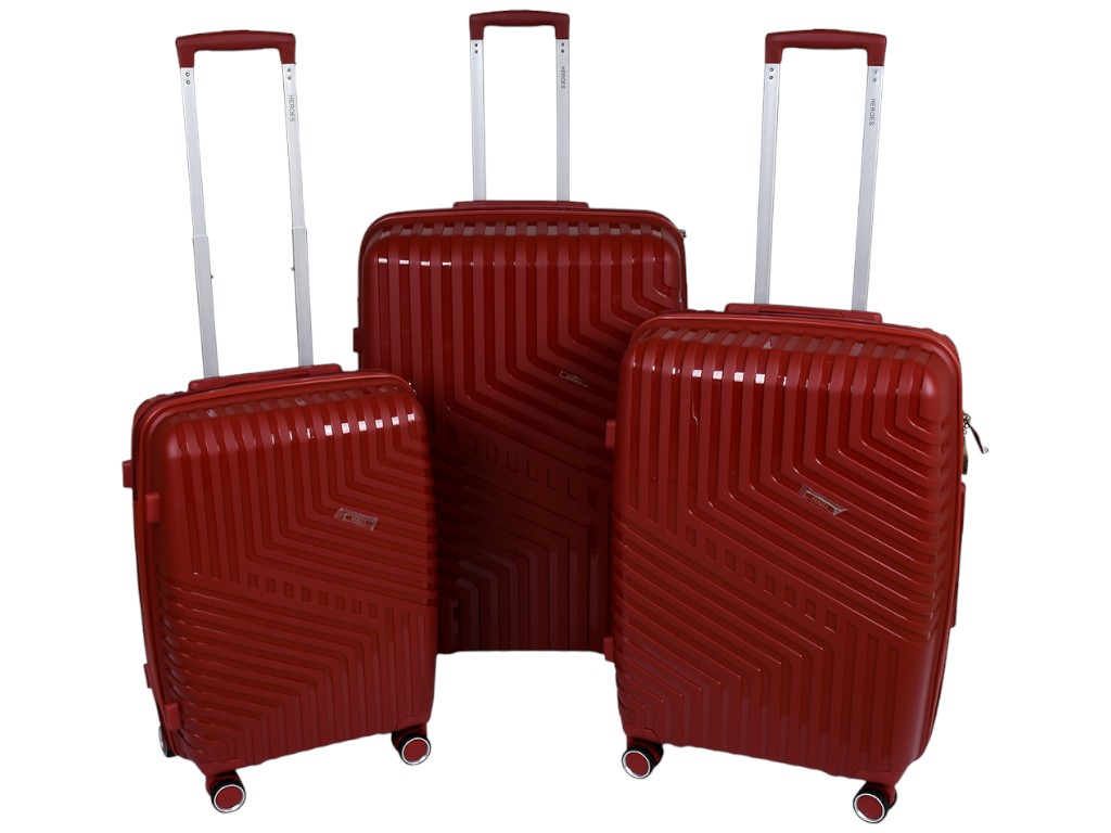 Чемодан с кодовым замком, полипропилен, металл, 20/24/28 дюймов, цвет красный (цена за набор 3шт)