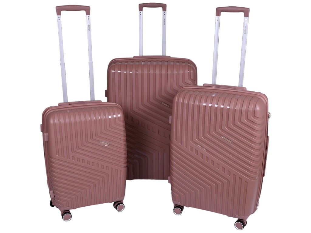 Чемодан с кодовым замком, полипропилен, металл, 20/24/28 дюймов, цвет розовый (цена за набор 3шт)