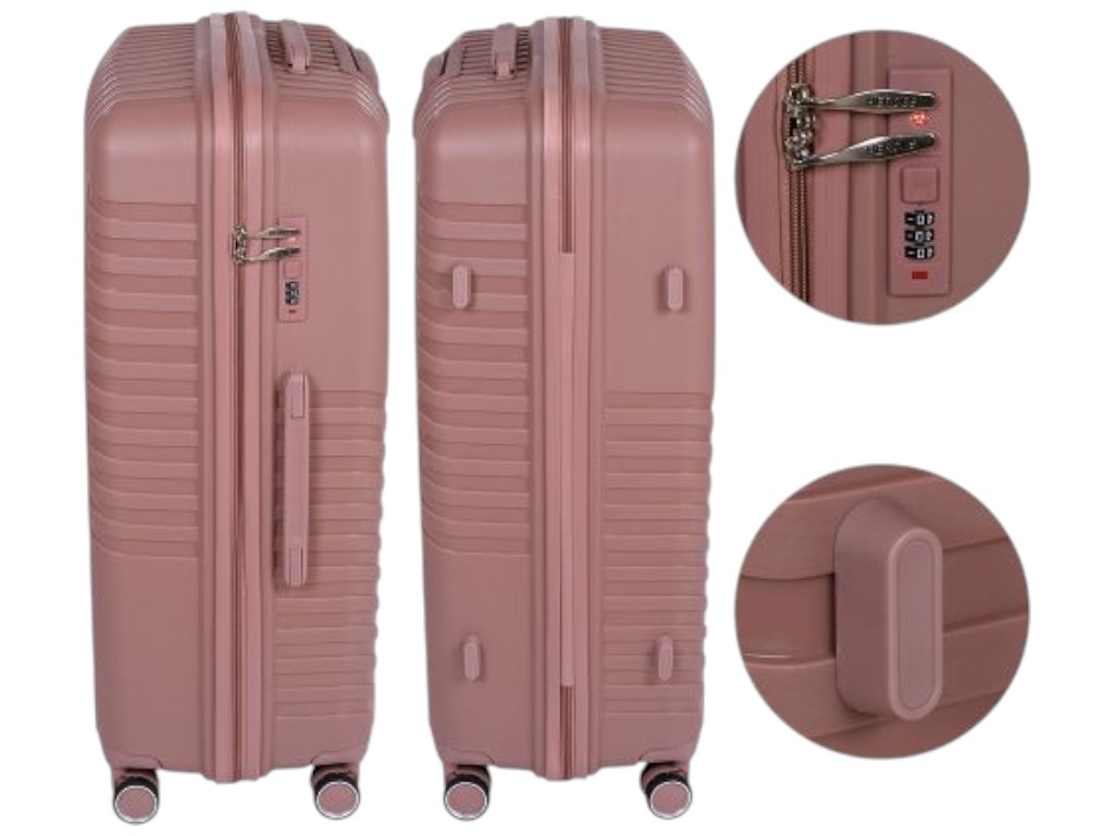 Чемодан с кодовым замком, полипропилен, металл, 20/24/28 дюймов, цвет розовый (цена за набор 3шт)