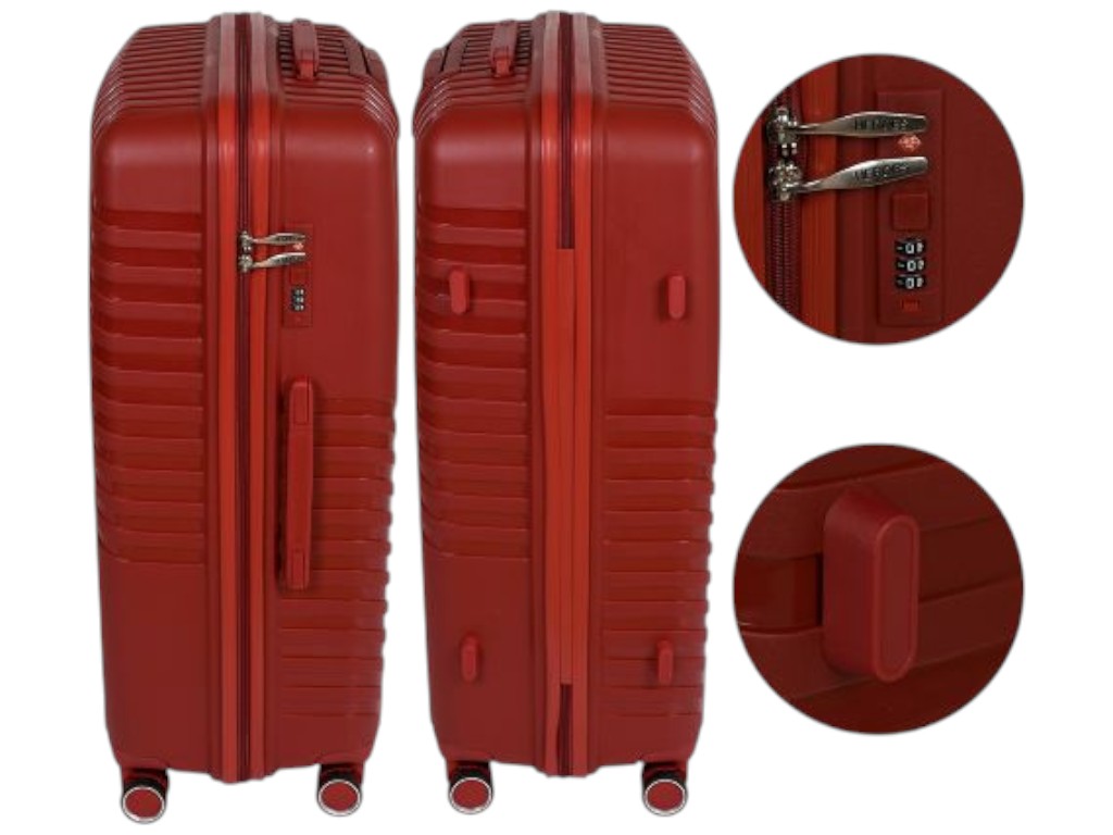Чемодан с кодовым замком, полипропилен, металл, 20/24/28 дюймов, цвет красный (цена за набор 3шт)