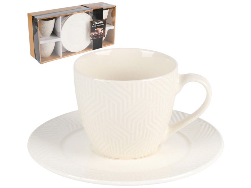 Набор кофейный Prism, фарфор, 250мл, цвет белый (цена за набор 8пр)