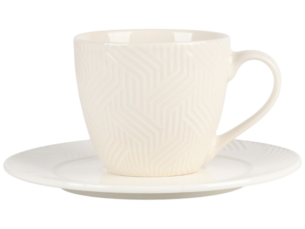 Набор кофейный Prism, фарфор, 250мл, цвет белый (цена за набор 8пр)