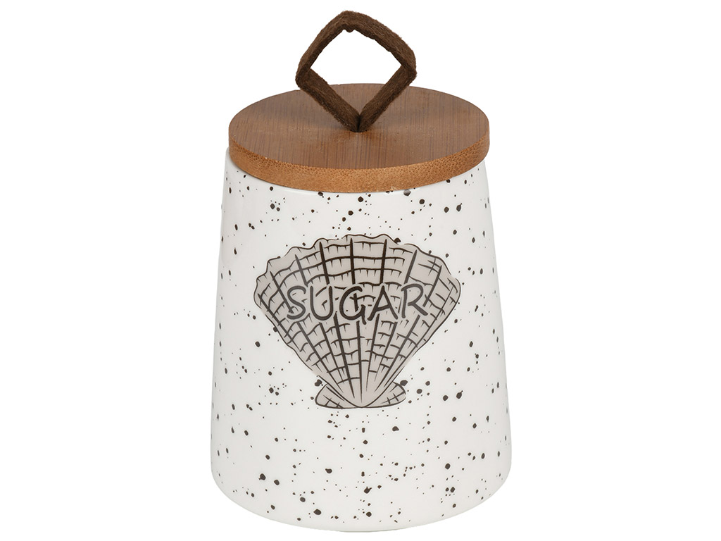 Набор банок на бамбуковой подставке, фарфор, 280мл, цвет коричневый (цена за 4 предмета)