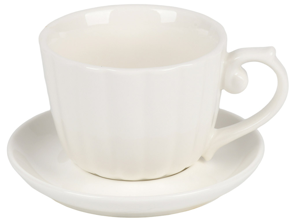 Сервіз чайний на бамбуковій підставці, фарфор, 180мл, колір білий (ціна за набір 13пр)