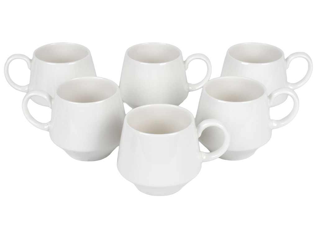 Сервіз чайний на бамбуковій підставці, порцеляна, 180мл, колір білий (ціна за набір 13пр)