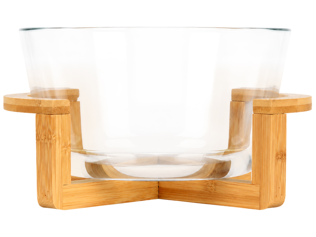 Салатник стеклянный Glassary на бамбуковой подставке, 2,5 л