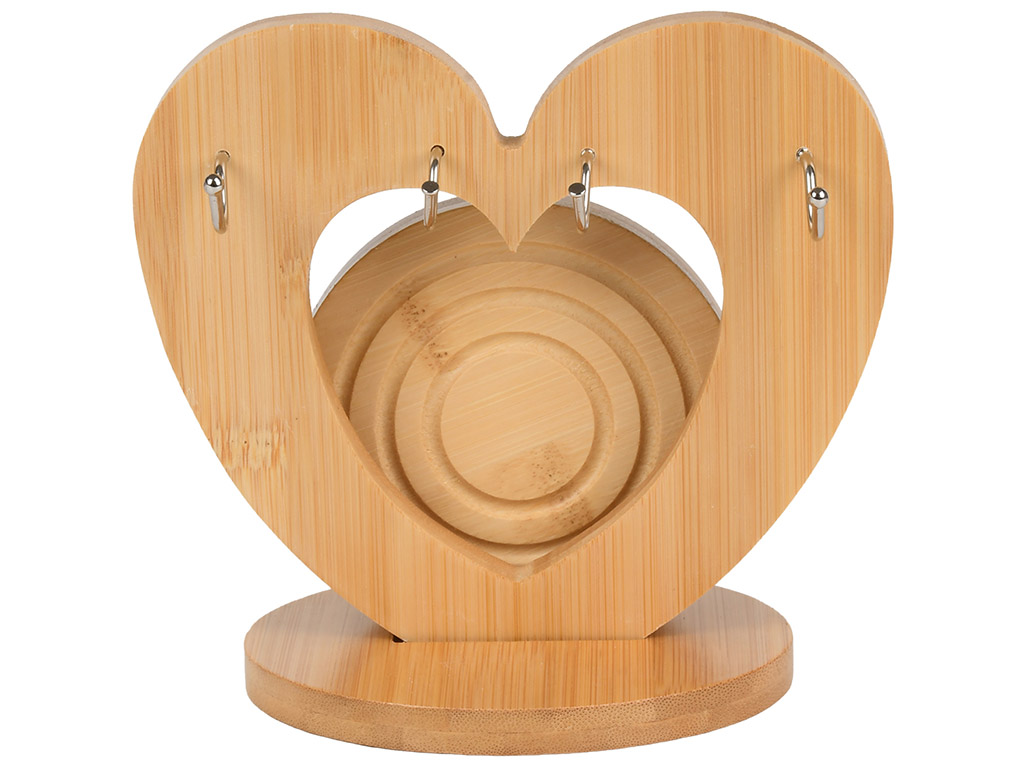 Набір чайний, чашка, ложка, підставка, порцеляна, бамбук, 200мл, колір білий (ціна за набір 5пр)