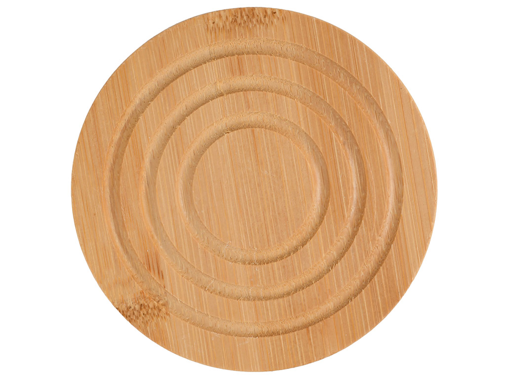 Набір чайний, чашка, ложка, підставка, порцеляна, бамбук, 200мл, колір білий (ціна за набір 5пр)