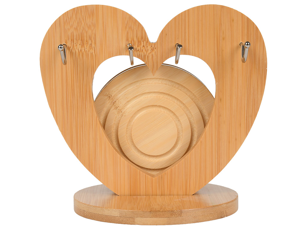 Набір чайний, чашка, ложка, підставка, фарфор, бамбук, 200мл, колір білий (ціна за набір 5пр)