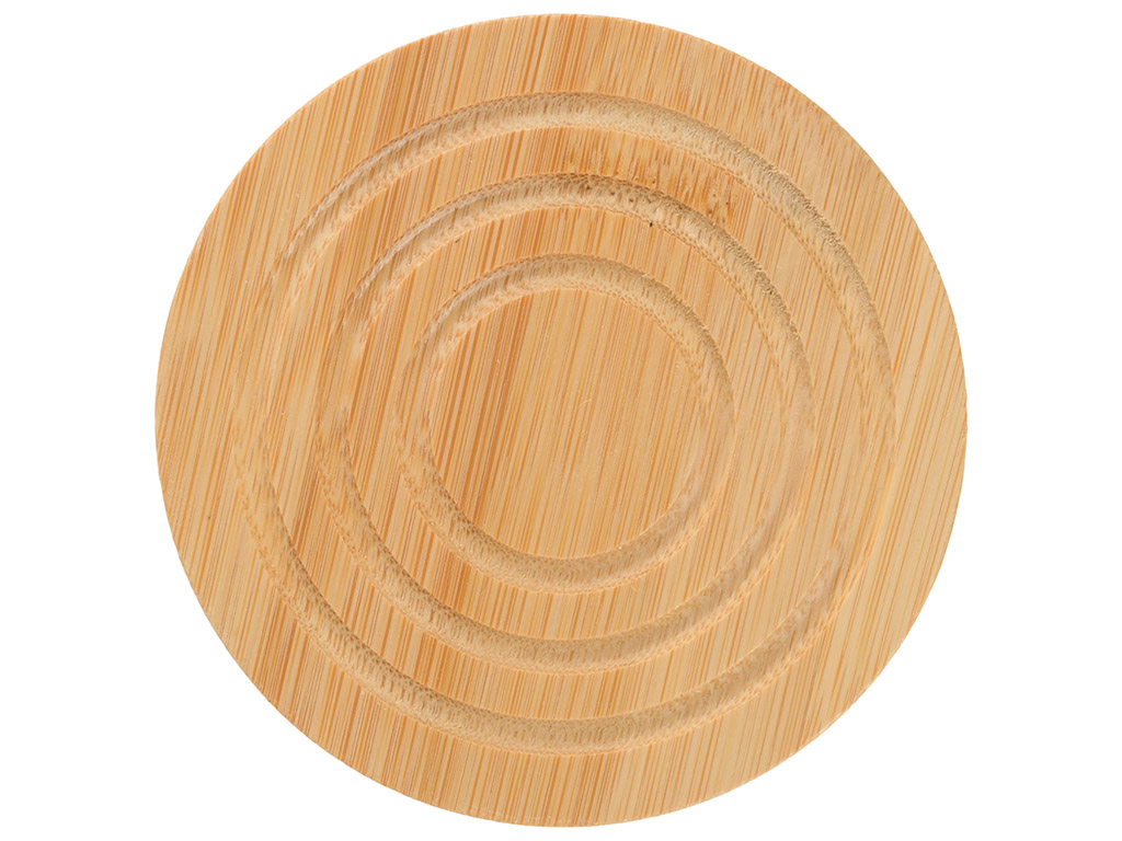 Набір чайний, чашка, ложка, підставка, фарфор, бамбук, 200мл, колір білий (ціна за набір 5пр)