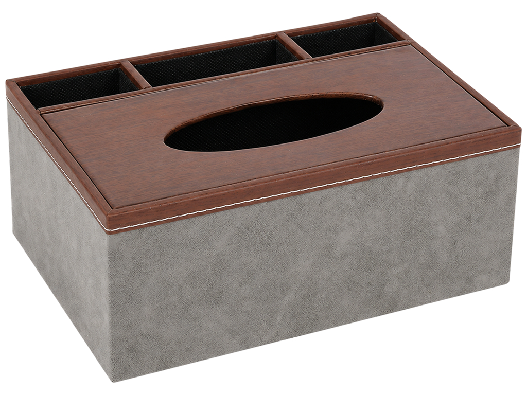 Диспенсер для серветок Grey, дерево, PU, з відділеннями, 23,5×17×9,5 см Диспенсер для серветок Grey, дерево, PU, з відділеннями, 23,5×17×9,5 см
