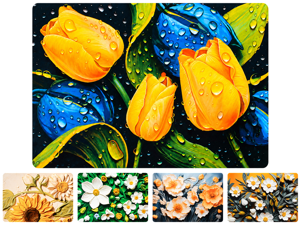 Коврик в ванную Bloom, диатомит, цветочный принт, 38×58 см, 5 дизайнов (цена за 1шт)