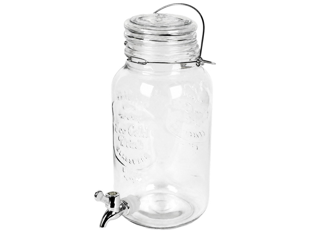 Лимонадник Ice cold drink скляний з краном та кришкою, 3,8 л