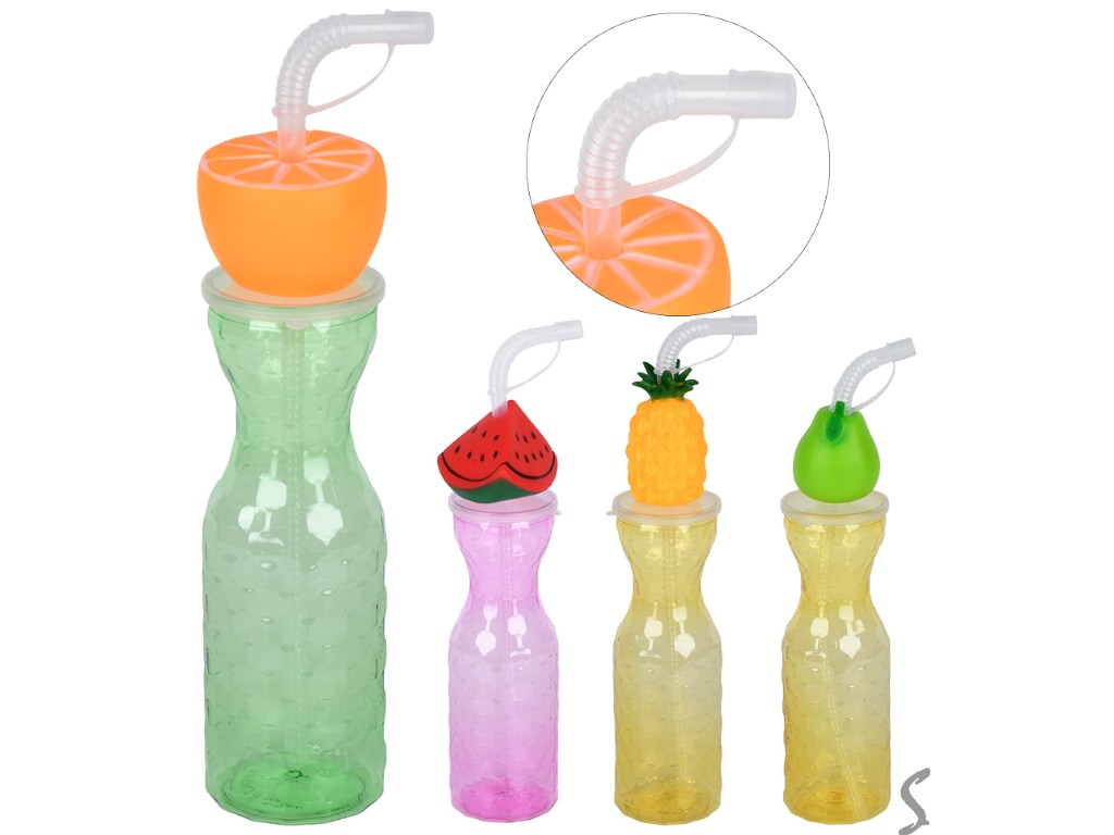 Стакан с крышкой и трубочкой Juicy fruits, пластик, 500мл (цена за 1шт)